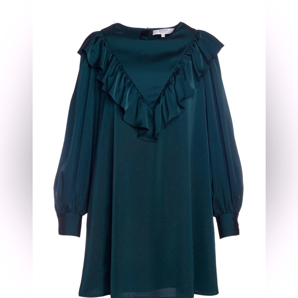 CROSBY by Mollie Burch Miles Green Ruffled Front Dress